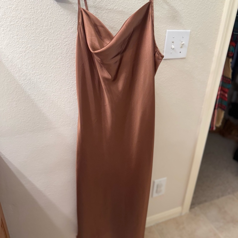 bebe Satin Brown Dress